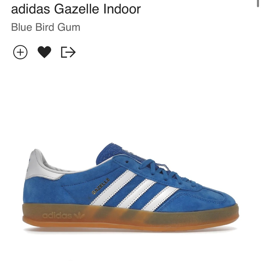 Adidas gazelle indoor shoe. Color bluebird gum. Size women’s US 8.